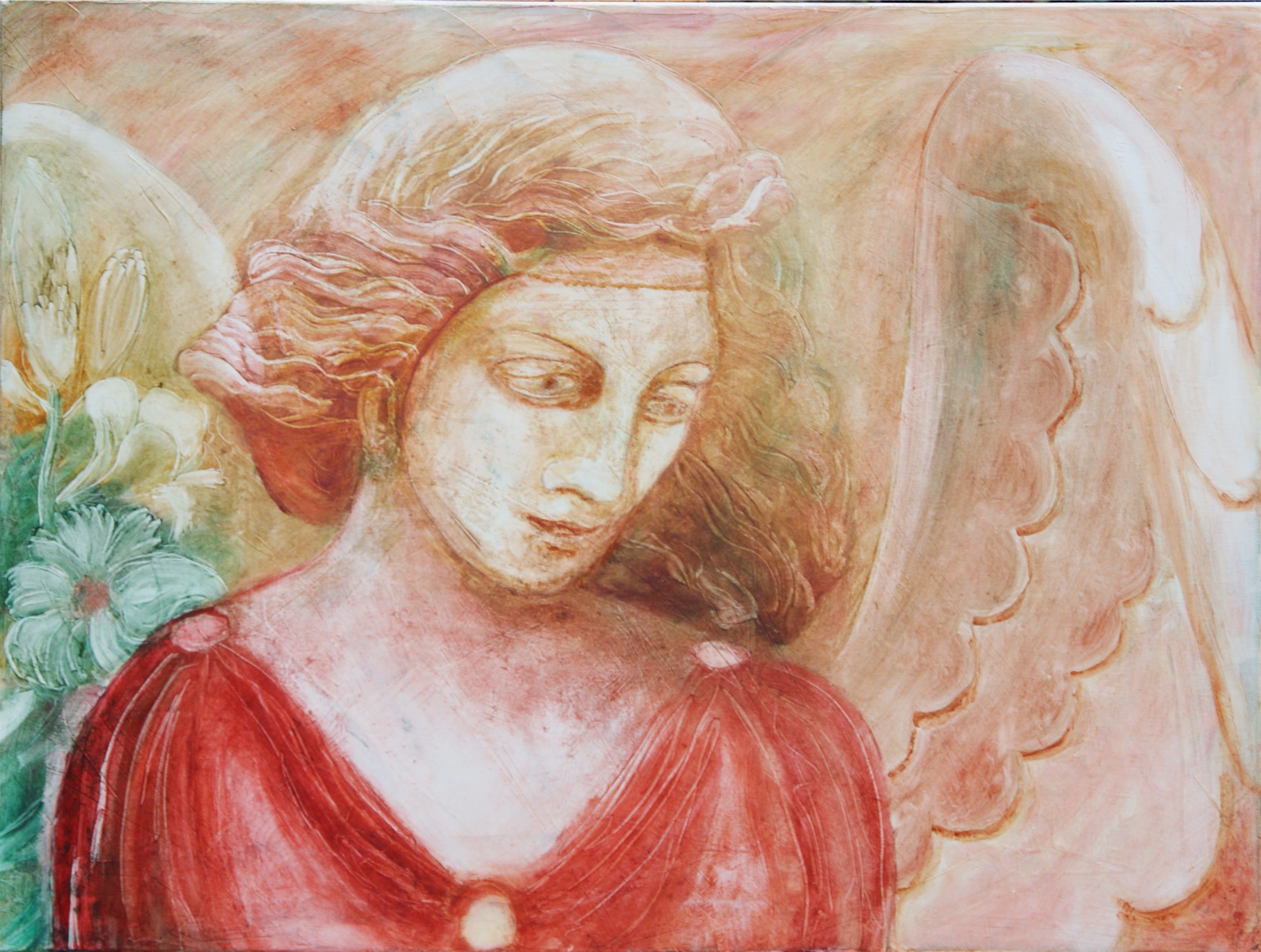 14 Engel in Rot 50x70