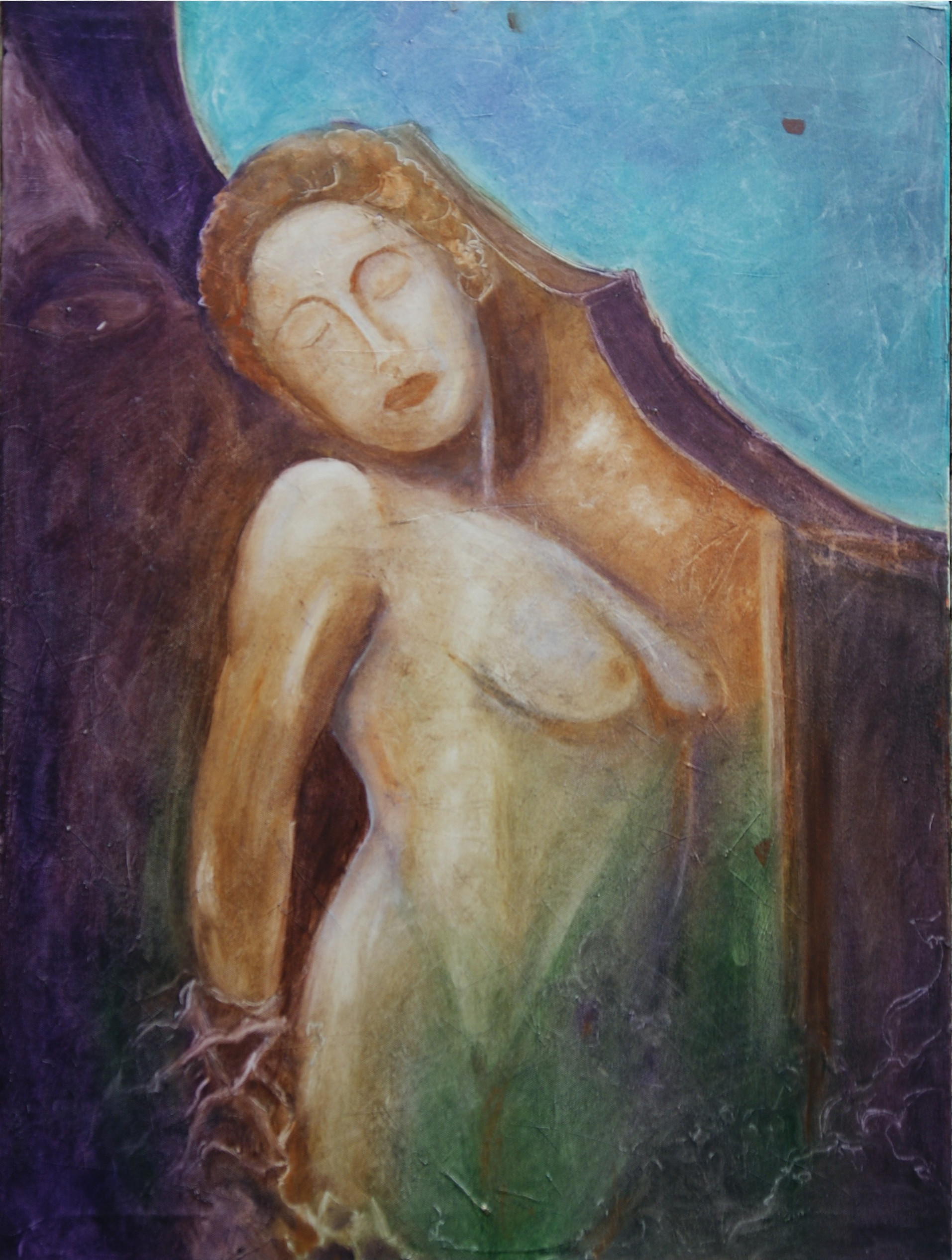 6 Frau am Stein 60x80